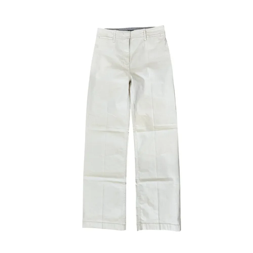 J.Crew Tall Wide Leg Trouser Chino Natural Cream Minimalist Stretch T26